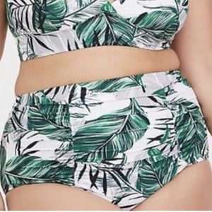 Torrid Size 0/L Bikini Bottoms High Waisted Palm Leafs